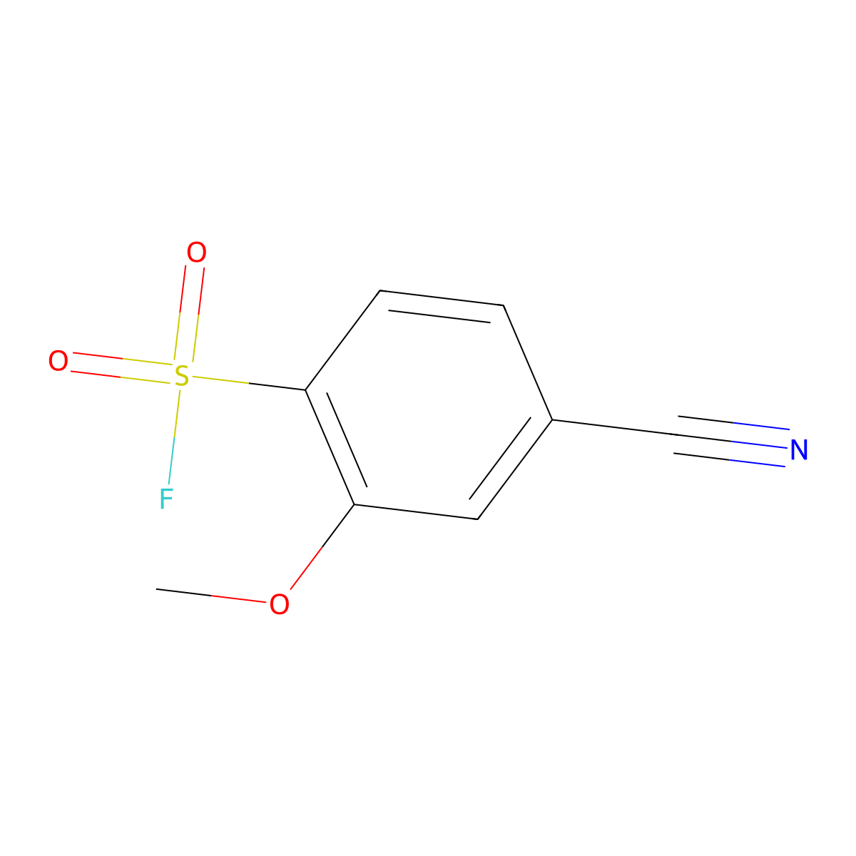 4-Cyano-2-methoxybenzene-1-sulfonyl fluoride molecular structure, CAS 2137812-59-8