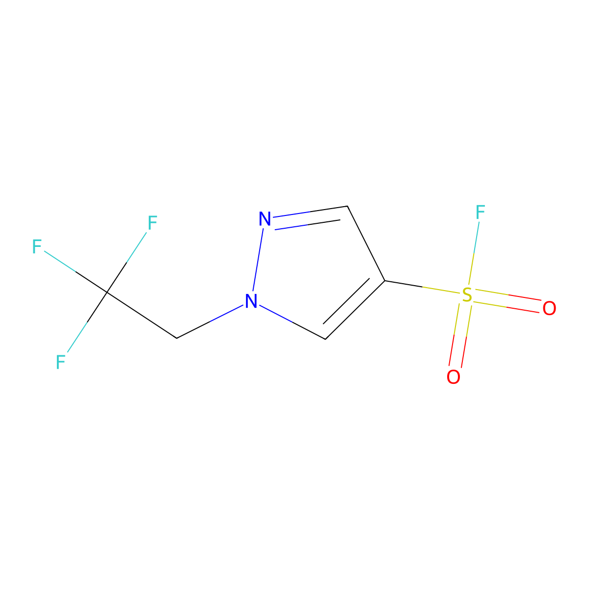 1-(2,2,2-trifluoroethyl)-1H-pyrazole-4-sulfonyl fluoride molecular structure, CAS 2137812-64-5