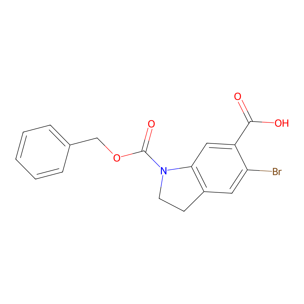 1-[(benzyloxy)carbonyl]-5-bromo-2,3-dihydro-1H-indole-6-carboxylic acid molecular structure, CAS 2137813-07-9