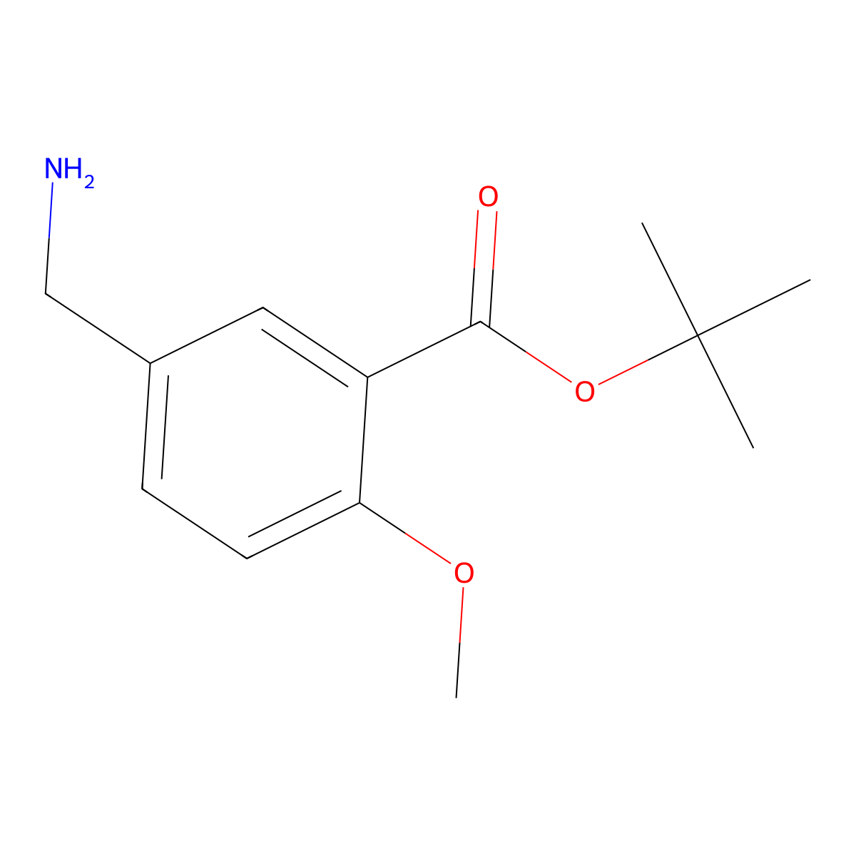 Tert-butyl 5-(aminomethyl)-2-methoxybenzoate molecular structure, CAS 2137813-37-5