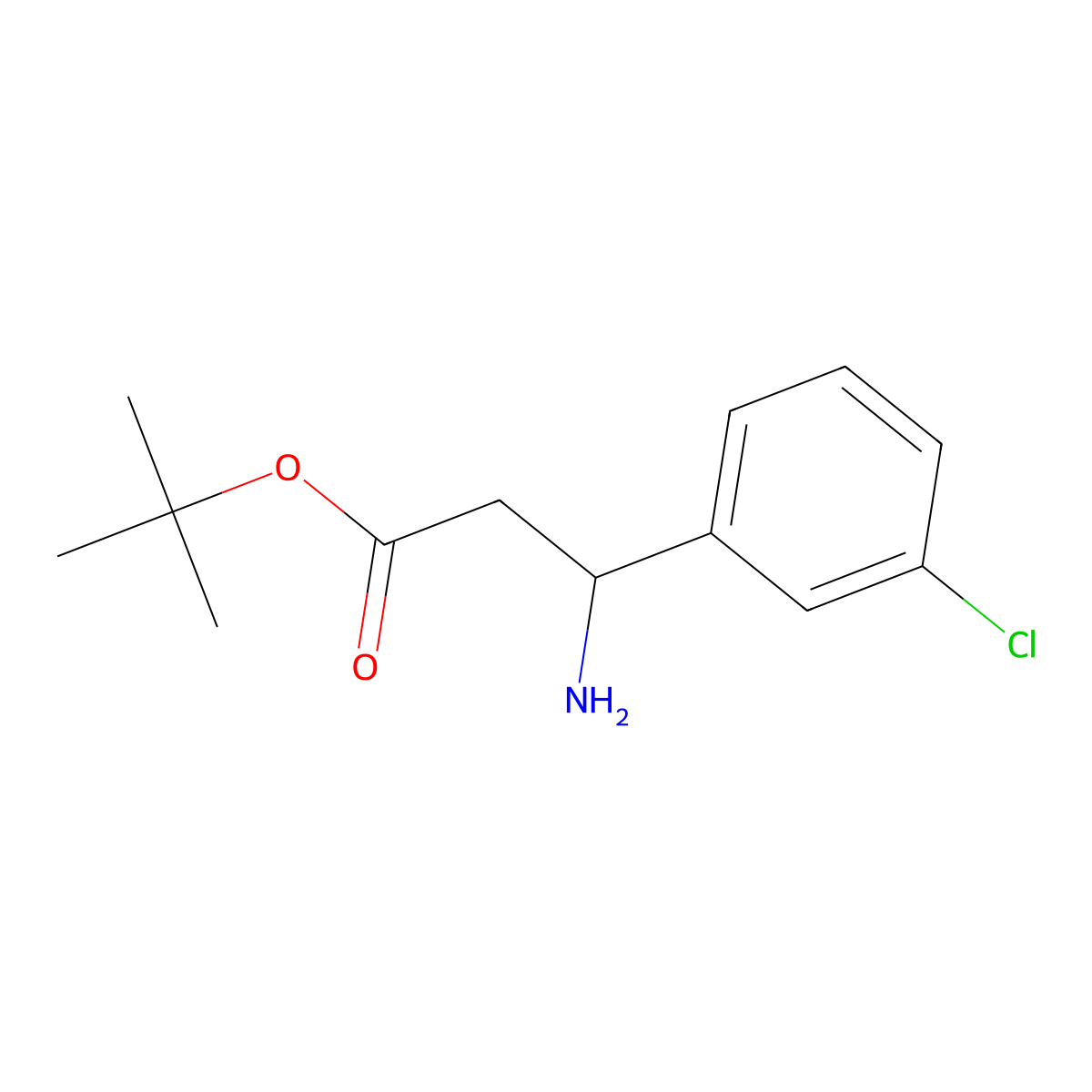 Tert-butyl 3-amino-3-(3-chlorophenyl)propanoate molecular structure, CAS 2137813-45-5