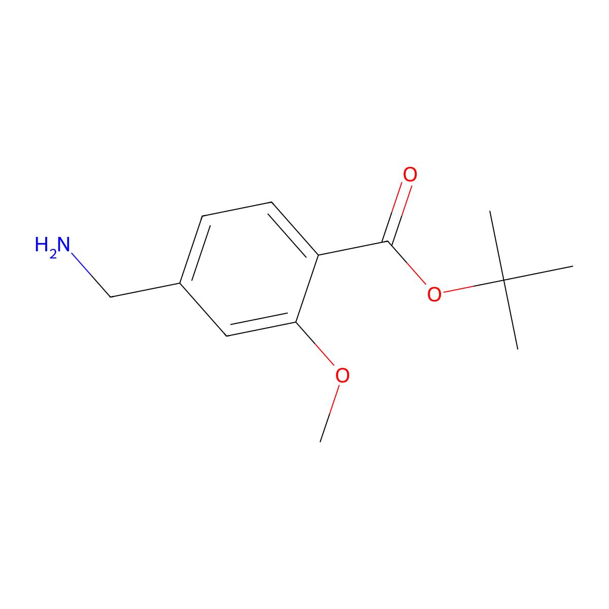 Tert-butyl 4-(aminomethyl)-2-methoxybenzoate molecular structure, CAS 2137813-98-8