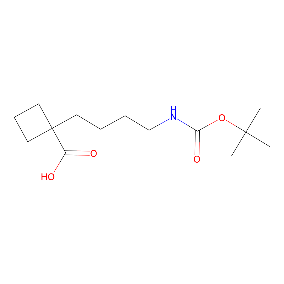 1-(4-{[(Tert-butoxy)carbonyl]amino}butyl)cyclobutane-1-carboxylic acid molecular structure, CAS 2137814-51-6