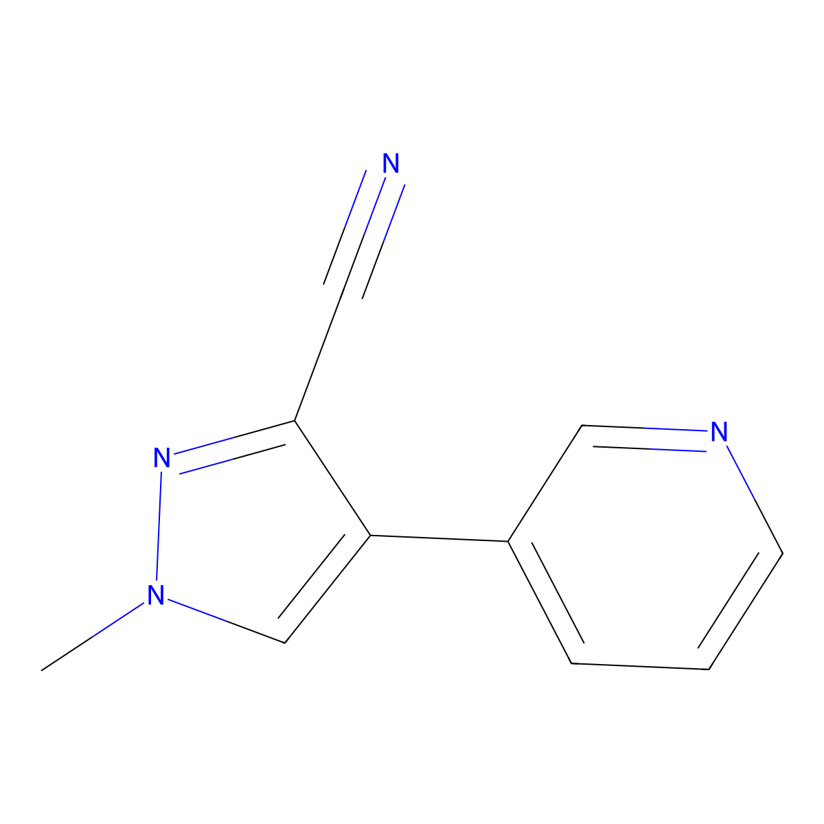1-methyl-4-(pyridin-3-yl)-1H-pyrazole-3-carbonitrile molecular structure, CAS 2137814-69-6