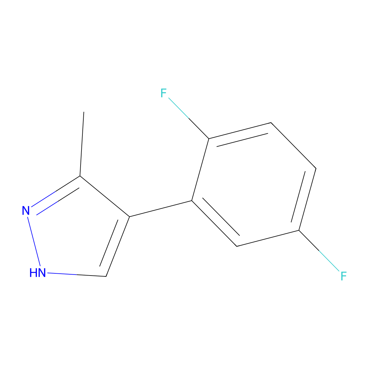 4-(2,5-difluorophenyl)-3-methyl-1H-pyrazole molecular structure, CAS 2137815-43-9