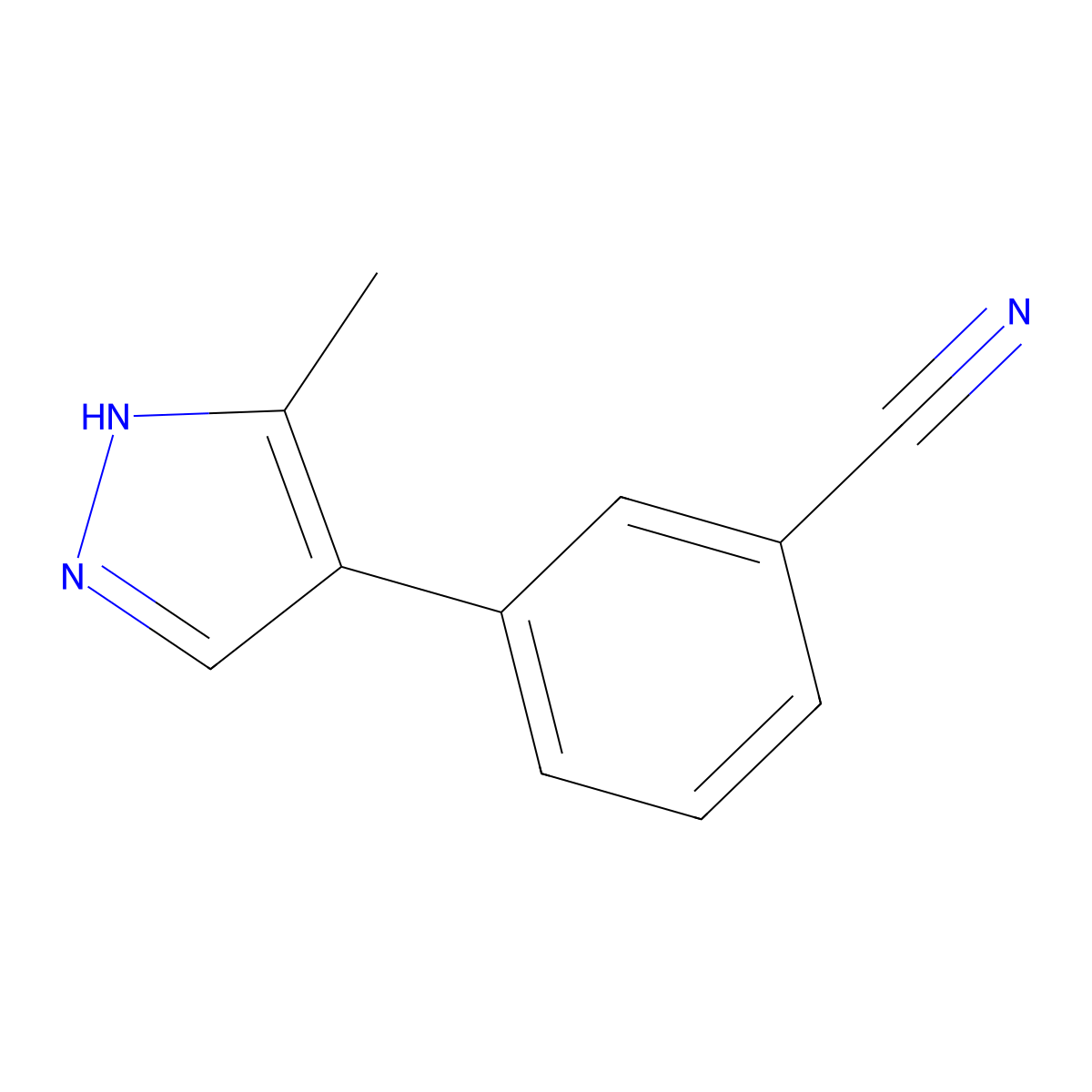 3-(3-methyl-1H-pyrazol-4-yl)benzonitrile molecular structure, CAS 2137815-47-3