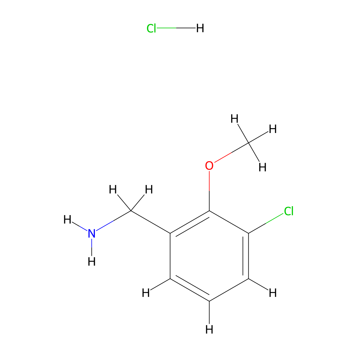 (3-Chloro-2-methoxyphenyl)methanamine hydrochloride molecular structure, CAS 2137815-83-7