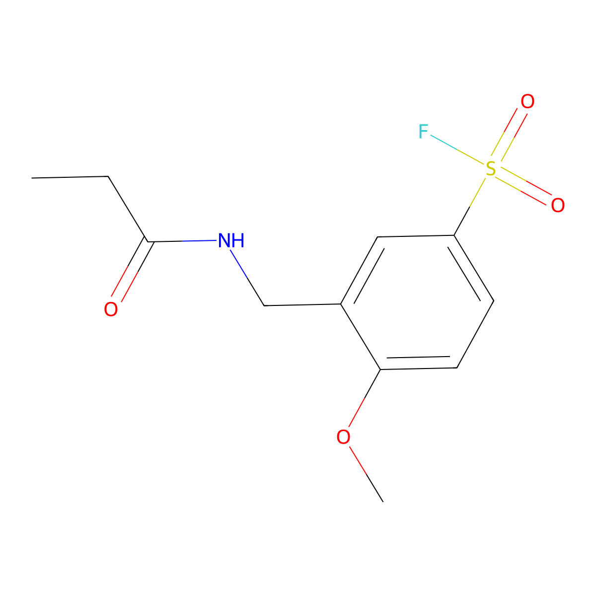 4-Methoxy-3-(propanamidomethyl)benzene-1-sulfonyl fluoride molecular structure, CAS 2137815-92-8