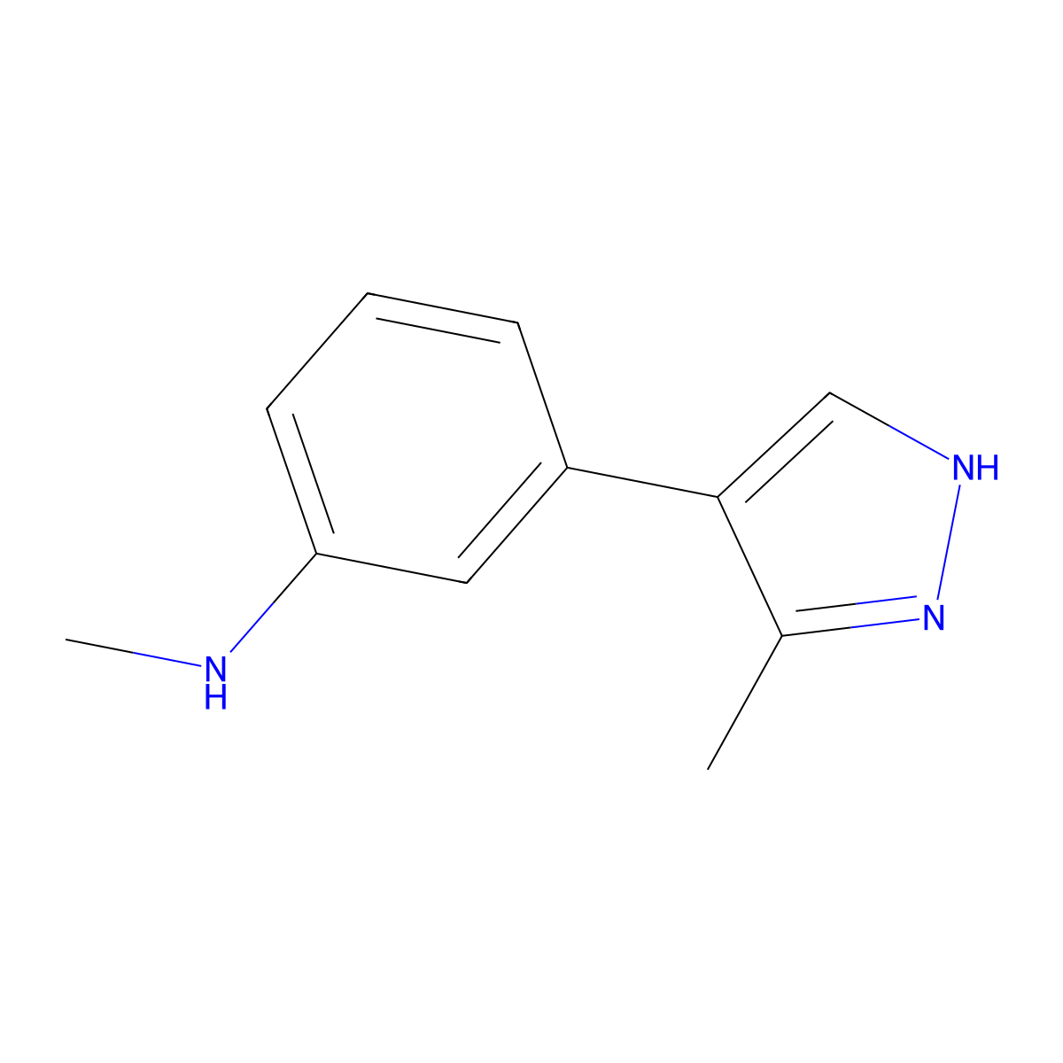 N-methyl-3-(3-methyl-1H-pyrazol-4-yl)aniline molecular structure, CAS 2137816-32-9
