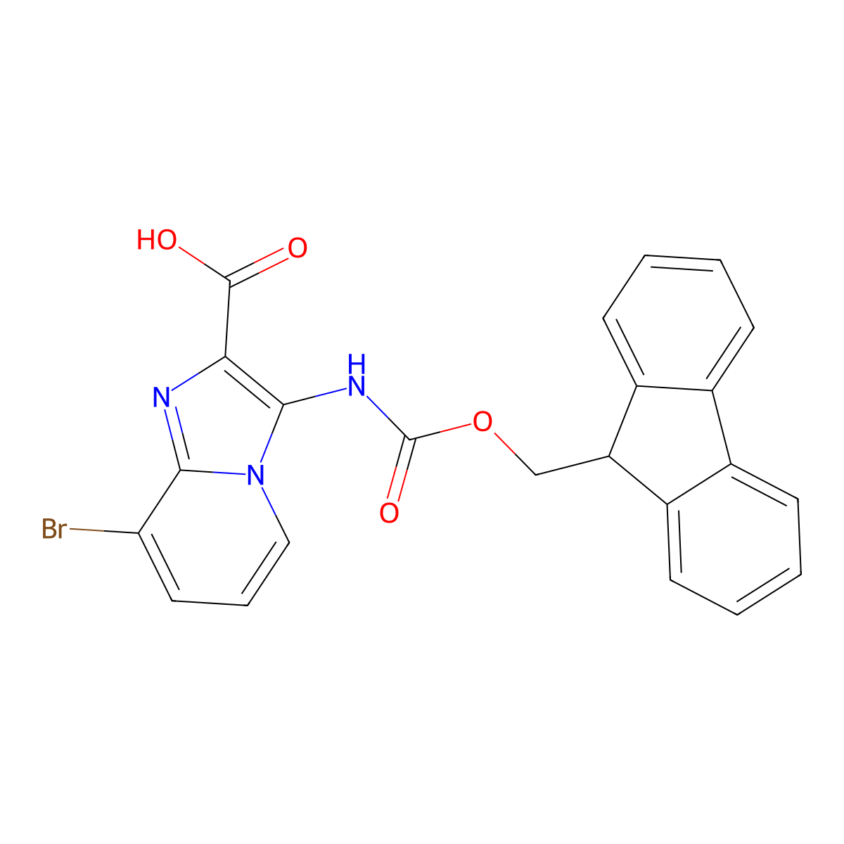 8-bromo-3-({[(9H-fluoren-9-yl)methoxy]carbonyl}amino)imidazo[1,2-a]pyridine-2-carboxylic acid molecular structure, CAS 2137816-74-9