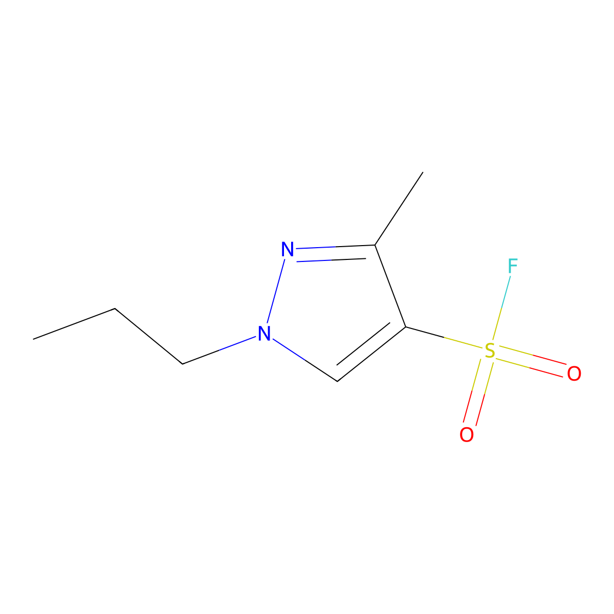 3-methyl-1-propyl-1H-pyrazole-4-sulfonyl fluoride molecular structure, CAS 2137817-19-5
