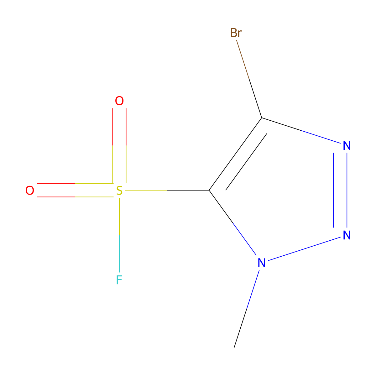 4-bromo-1-methyl-1H-1,2,3-triazole-5-sulfonyl fluoride molecular structure, CAS 2137817-44-6