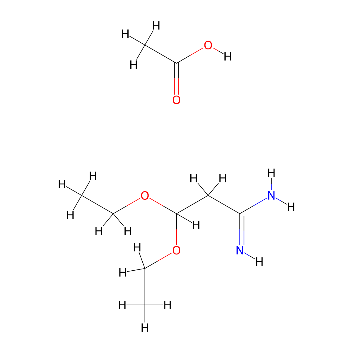 3,3-Diethoxypropanimidamide; acetic acid molecular structure, CAS 2137818-27-8