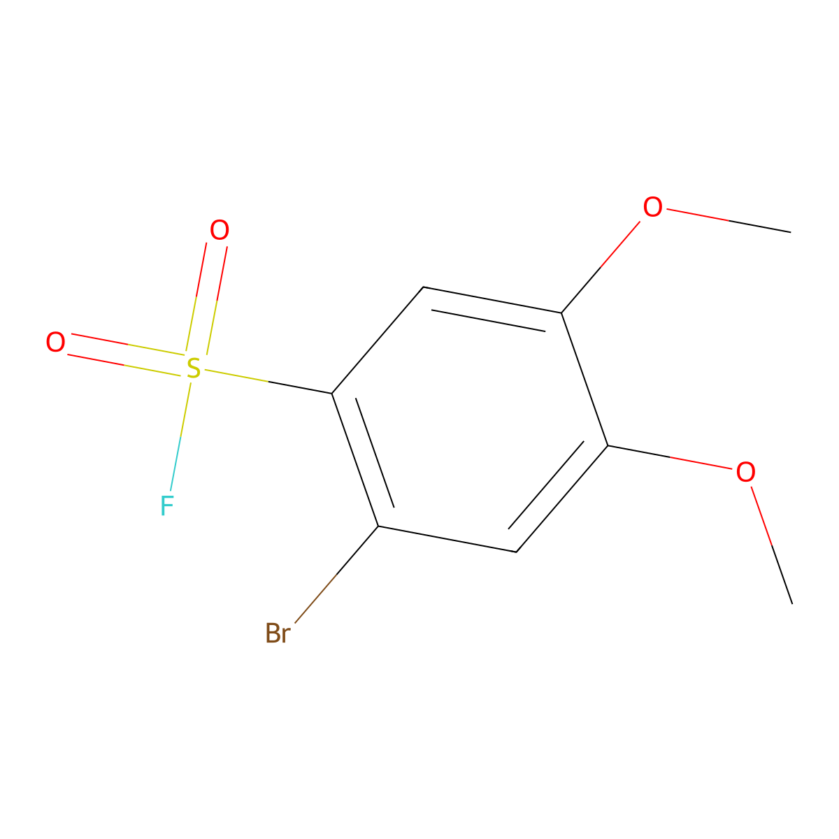 2-Bromo-4,5-dimethoxybenzene-1-sulfonyl fluoride molecular structure, CAS 2137818-42-7