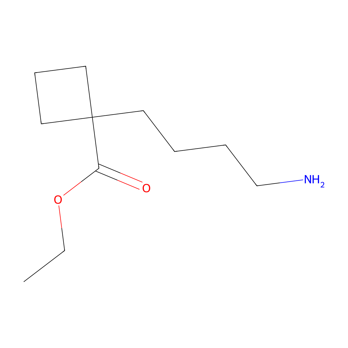 Ethyl 1-(4-aminobutyl)cyclobutane-1-carboxylate molecular structure, CAS 2137820-57-4