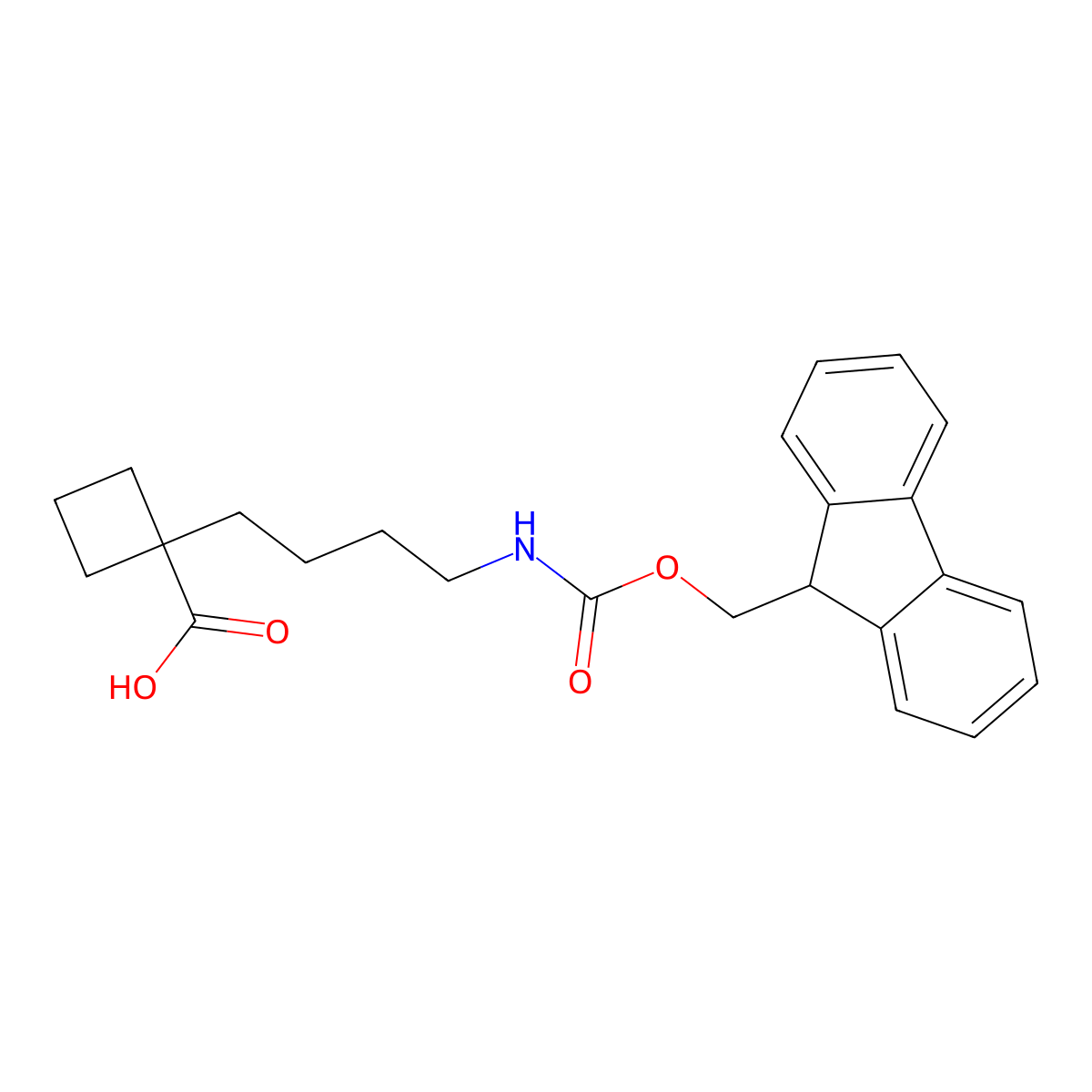 1-[4-({[(9H-fluoren-9-yl)methoxy]carbonyl}amino)butyl]cyclobutane-1-carboxylic acid molecular structure, CAS 2137820-59-6