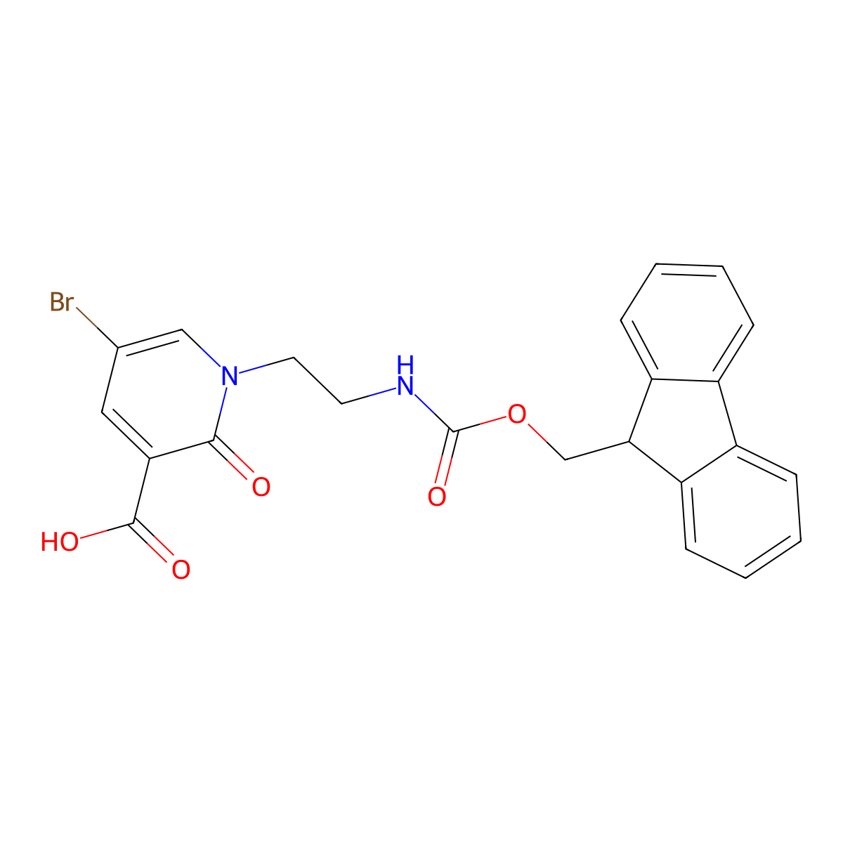 5-bromo-1-[2-({[(9H-fluoren-9-yl)methoxy]carbonyl}amino)ethyl]-2-oxo-1,2-dihydropyridine-3-carboxylic acid molecular structure, CAS 2137822-44-5