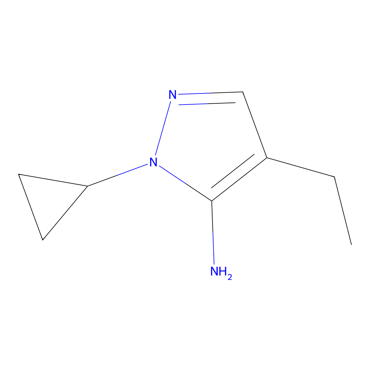 1-cyclopropyl-4-ethyl-1H-pyrazol-5-amine molecular structure, CAS 2137822-88-7