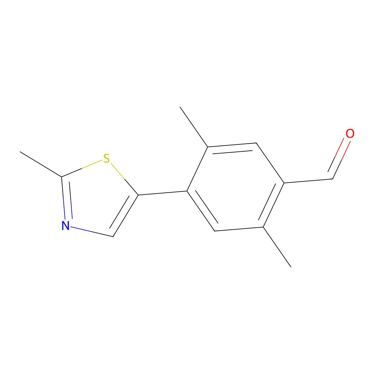 2,5-Dimethyl-4-(2-methyl-1,3-thiazol-5-yl)benzaldehyde molecular structure, CAS 2137823-54-0