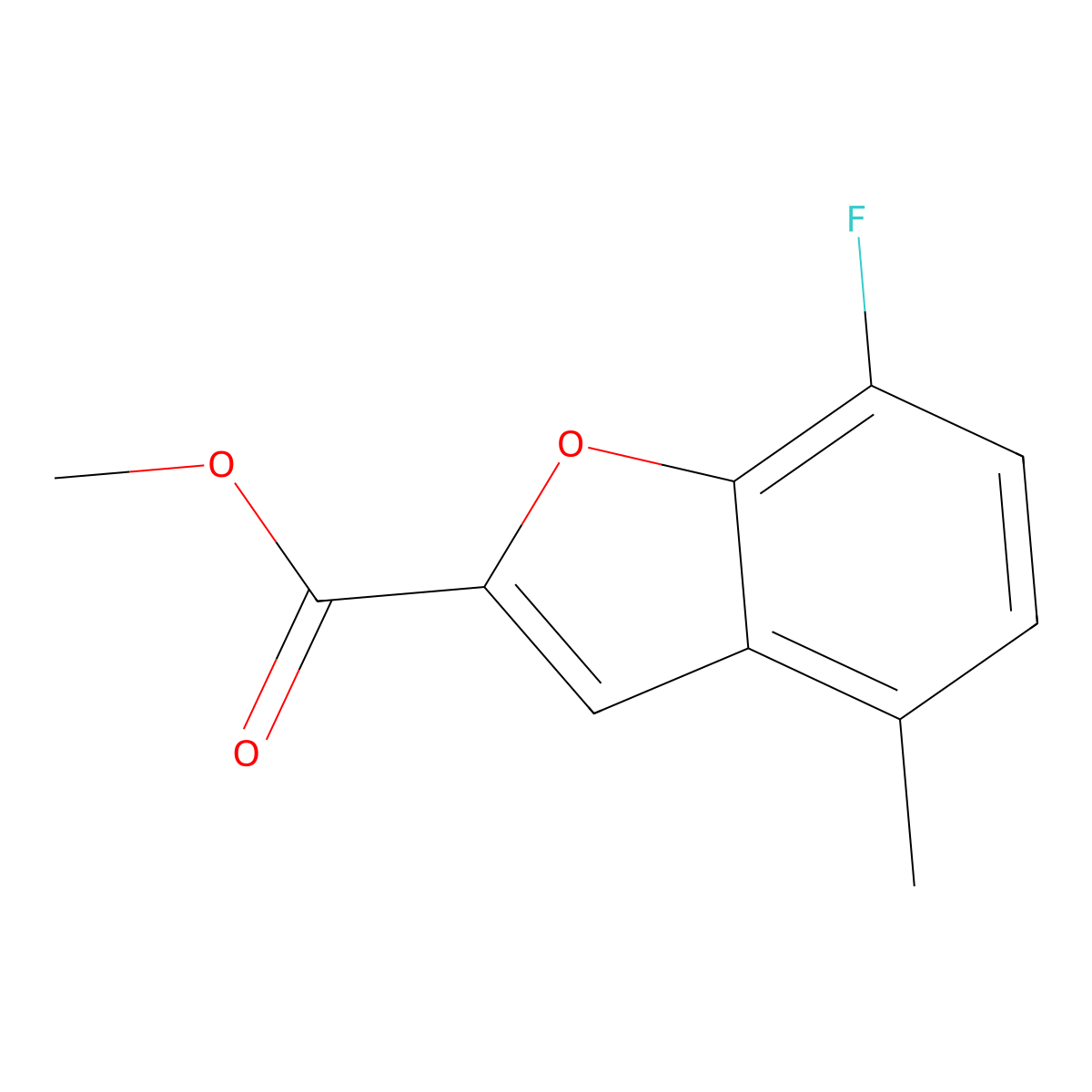 Methyl 7-fluoro-4-methyl-1-benzofuran-2-carboxylate molecular structure, CAS 2137825-32-0