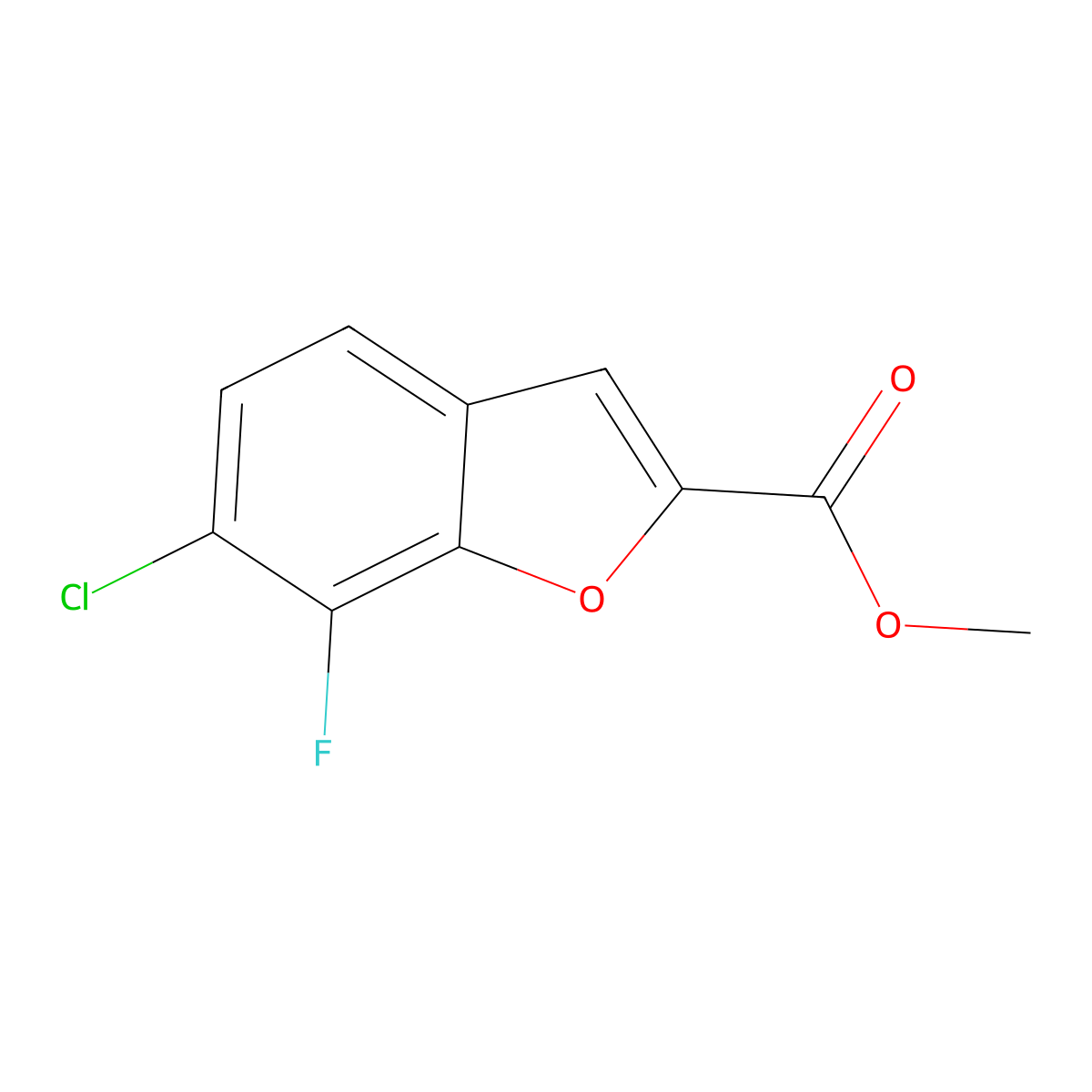 Methyl 6-chloro-7-fluoro-1-benzofuran-2-carboxylate molecular structure, CAS 2137825-96-6