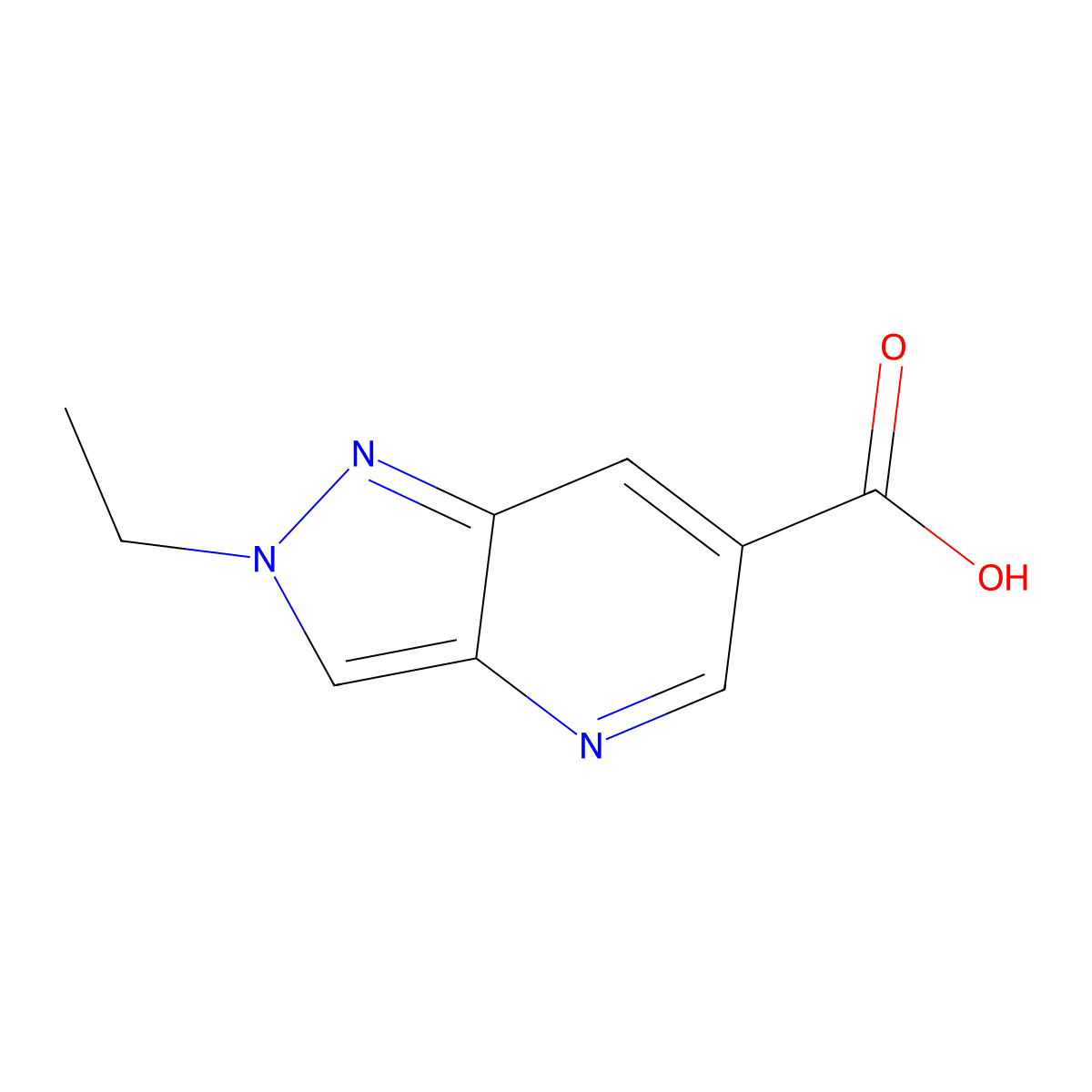 2-ethyl-2H-pyrazolo[4,3-b]pyridine-6-carboxylicacid molecular structure, CAS 2137826-02-7