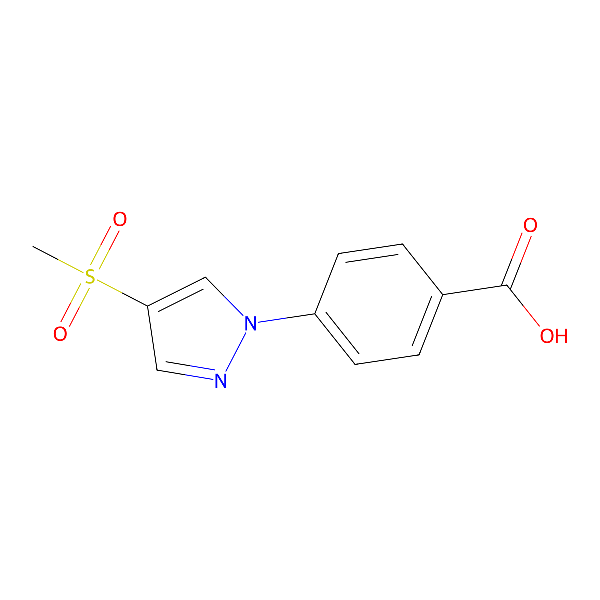 4-(4-methanesulfonyl-1H-pyrazol-1-yl)benzoicacid molecular structure, CAS 2137826-28-7