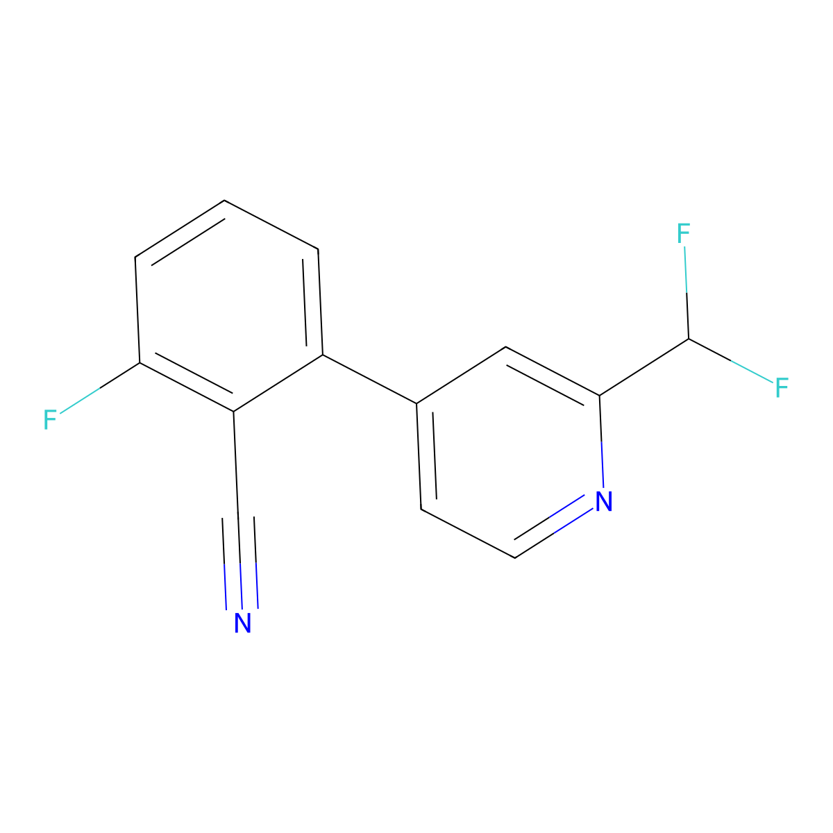 2-[2-(Difluoromethyl)pyridin-4-yl]-6-fluorobenzonitrile molecular structure, CAS 2137828-81-8