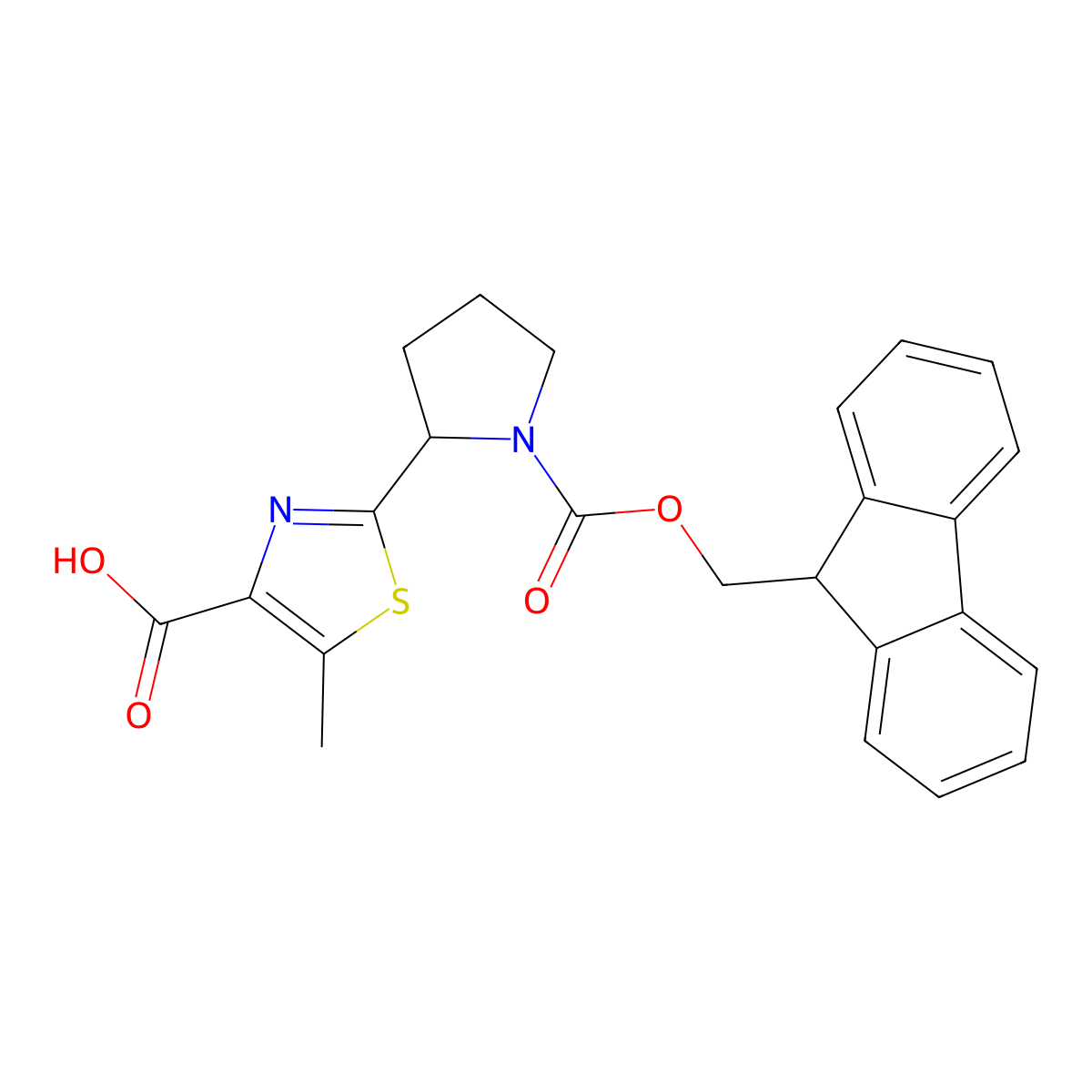 2-(1-(((9H-Fluoren-9-yl)methoxy)carbonyl)pyrrolidin-2-yl)-5-methylthiazole-4-carboxylic acid molecular structure, CAS 2137828-83-0