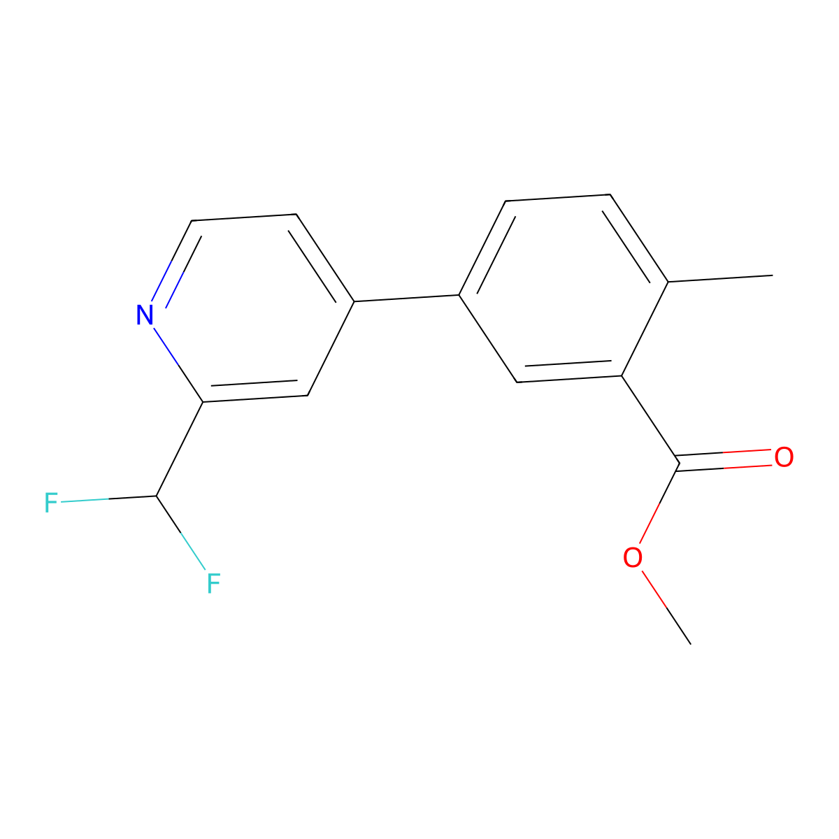 Methyl 5-[2-(difluoromethyl)pyridin-4-yl]-2-methylbenzoate molecular structure, CAS 2137828-88-5