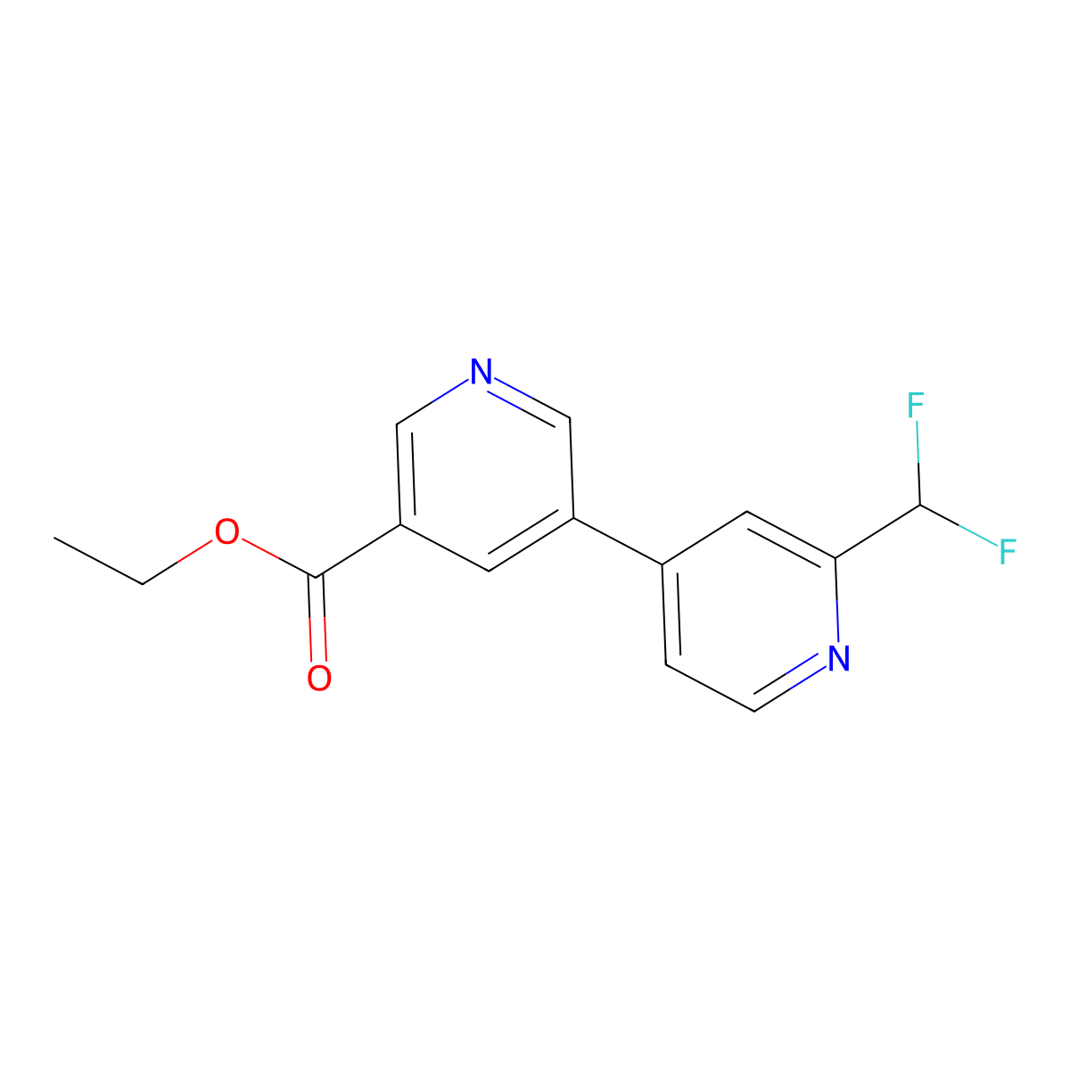 Ethyl 5-[2-(difluoromethyl)pyridin-4-yl]pyridine-3-carboxylate molecular structure, CAS 2137828-90-9