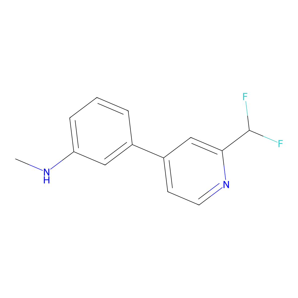 3-[2-(difluoromethyl)pyridin-4-yl]-N-methylaniline molecular structure, CAS 2137829-12-8