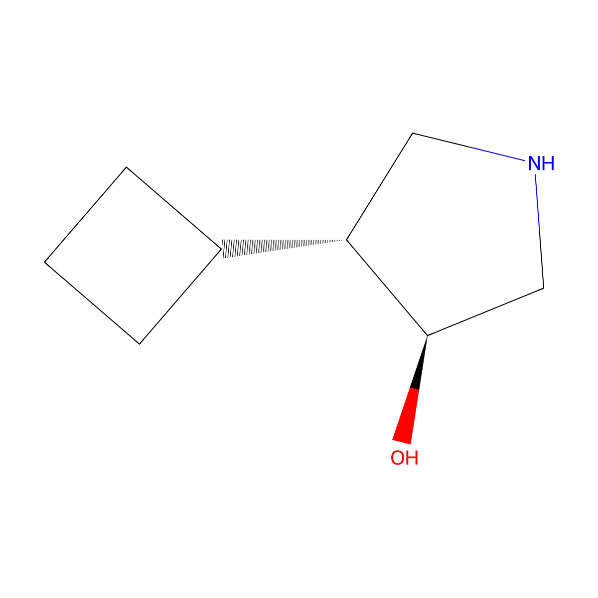 rac-(3R,4S)-4-cyclobutylpyrrolidin-3-ol molecular structure, CAS 2137829-20-8