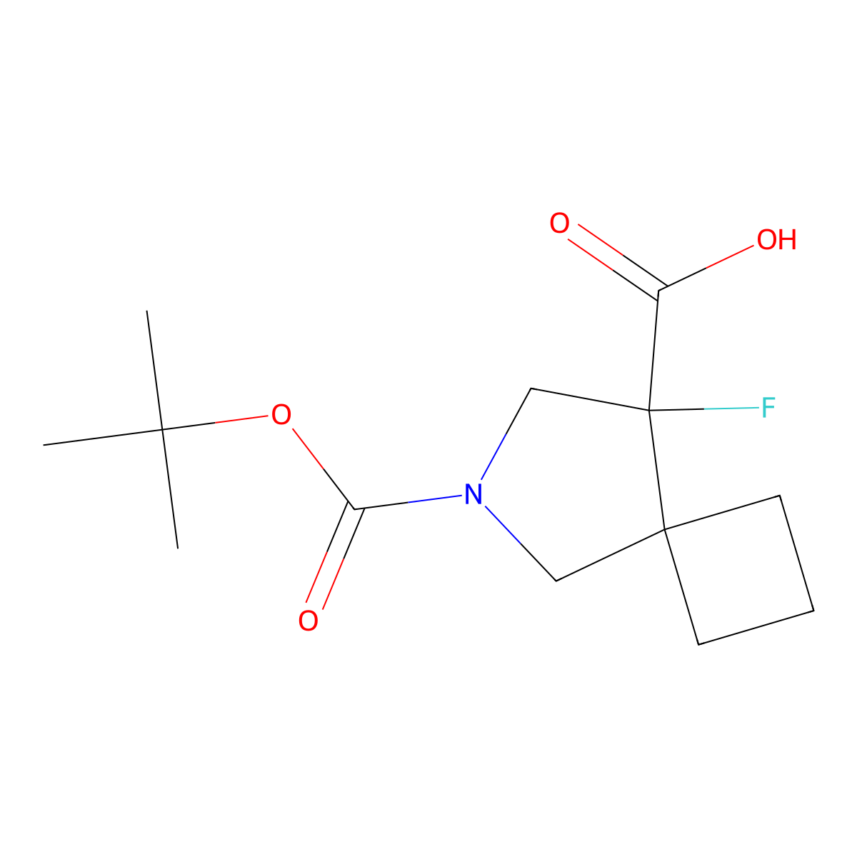 6-[(Tert-butoxy)carbonyl]-8-fluoro-6-azaspiro[3.4]octane-8-carboxylic acid molecular structure, CAS 2137830-26-1