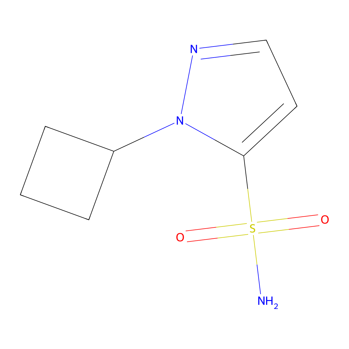 1-cyclobutyl-1H-pyrazole-5-sulfonamide molecular structure, CAS 2137831-35-5
