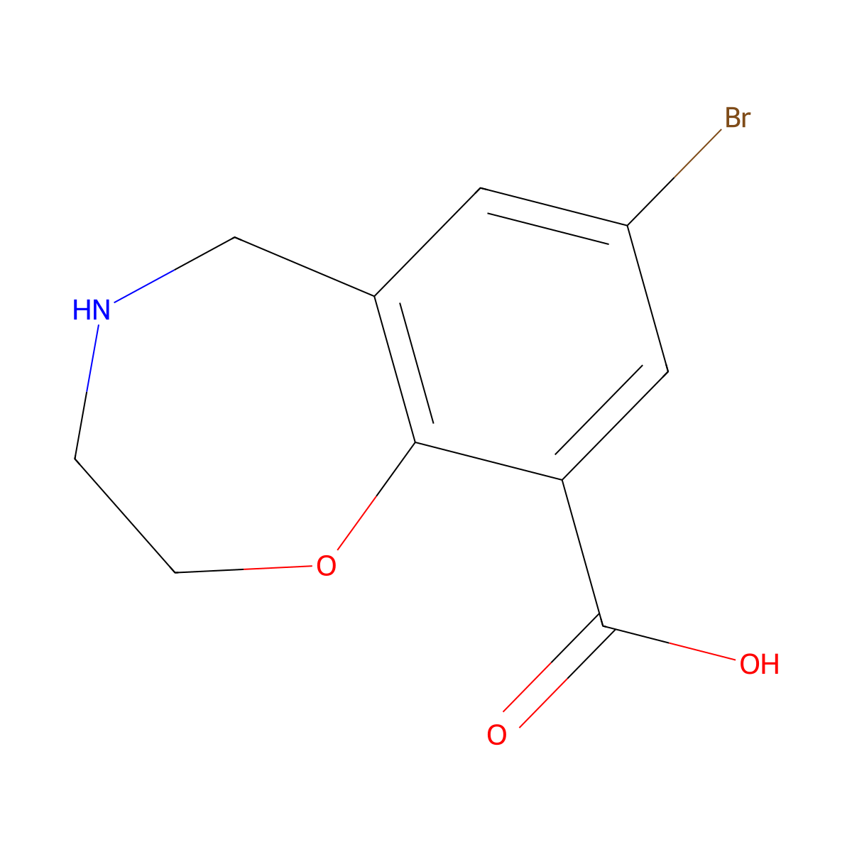 7-Bromo-2,3,4,5-tetrahydro-1,4-benzoxazepine-9-carboxylic acid molecular structure, CAS 2137832-33-6