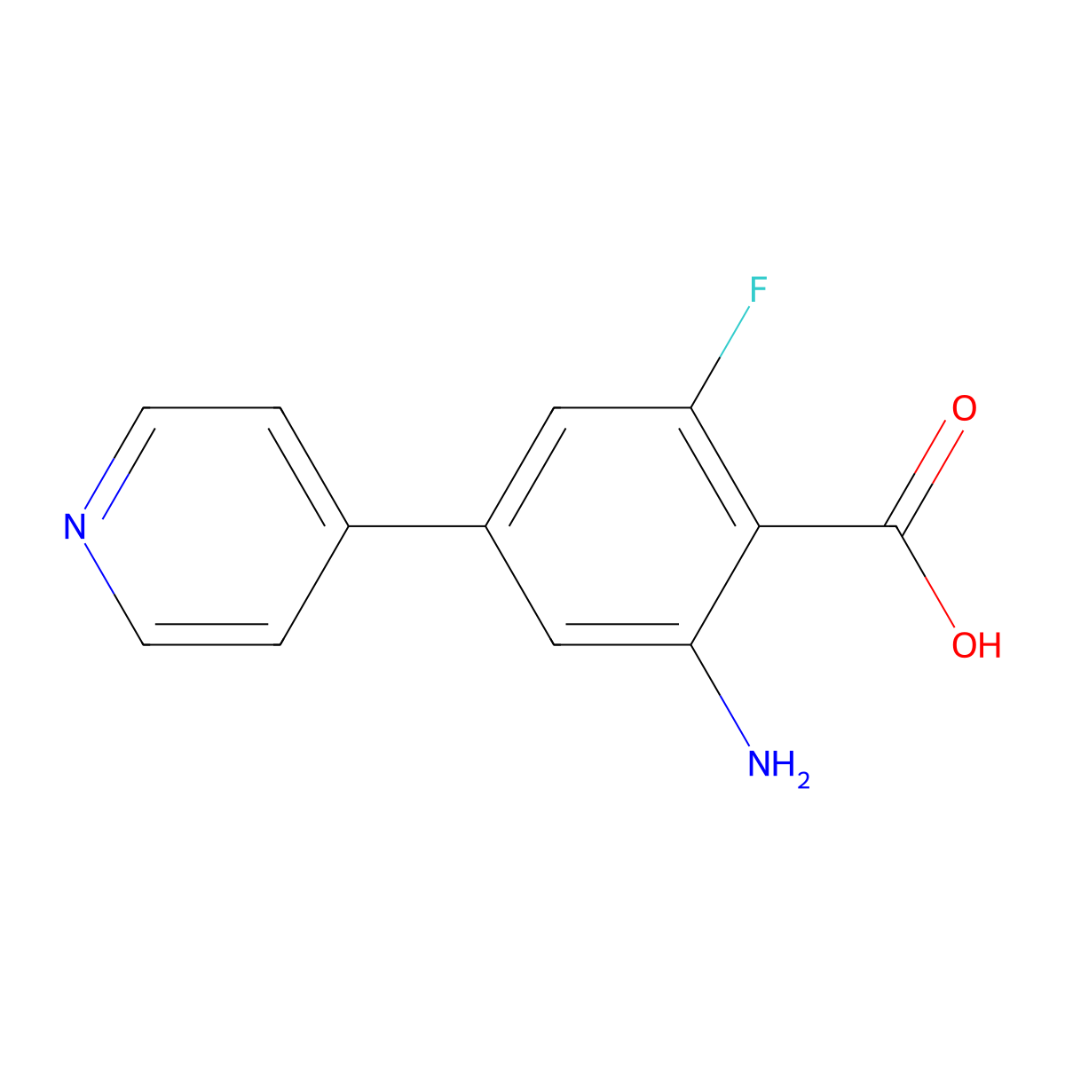 2-Amino-6-fluoro-4-(pyridin-4-yl)benzoic acid molecular structure, CAS 2137832-65-4