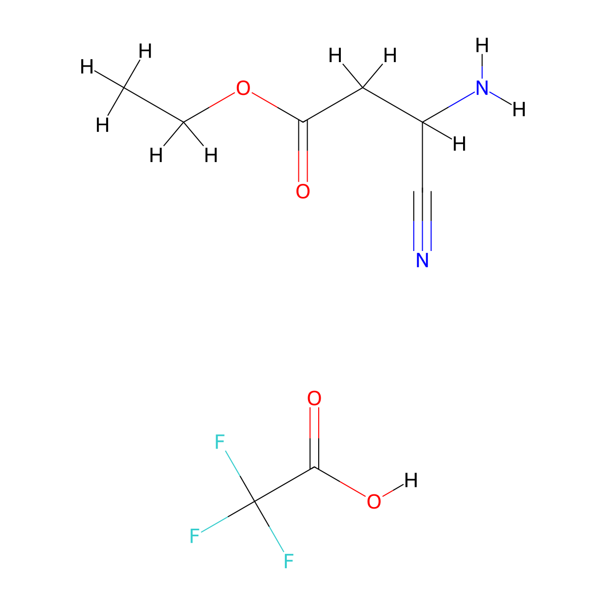 Ethyl 3-amino-3-cyanopropanoate trifluoroacetate molecular structure, CAS 2137833-08-8