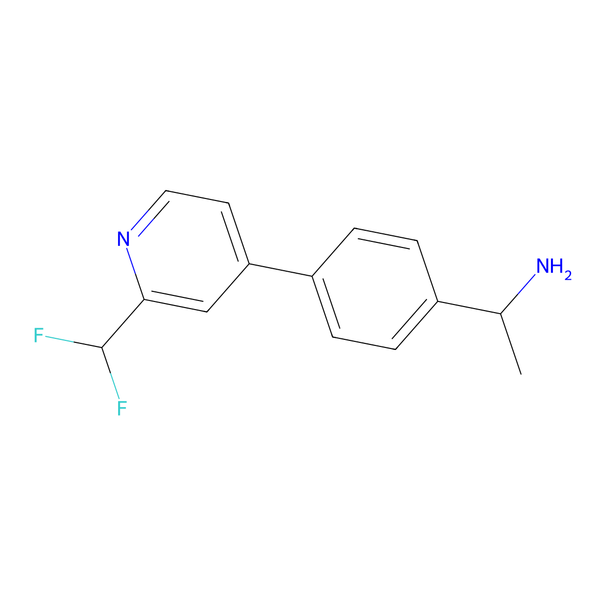 1-{4-[2-(Difluoromethyl)pyridin-4-yl]phenyl}ethan-1-amine molecular structure, CAS 2137833-80-6
