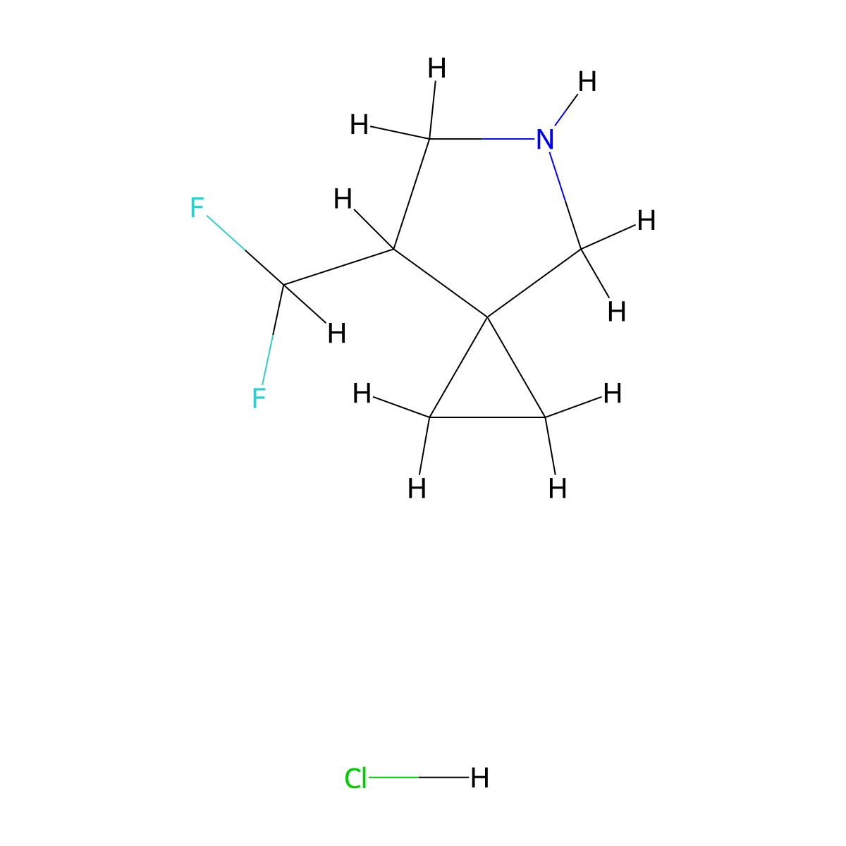 7-(Difluoromethyl)-5-azaspiro[2.4]heptane hydrochloride molecular structure, CAS 2137834-11-6