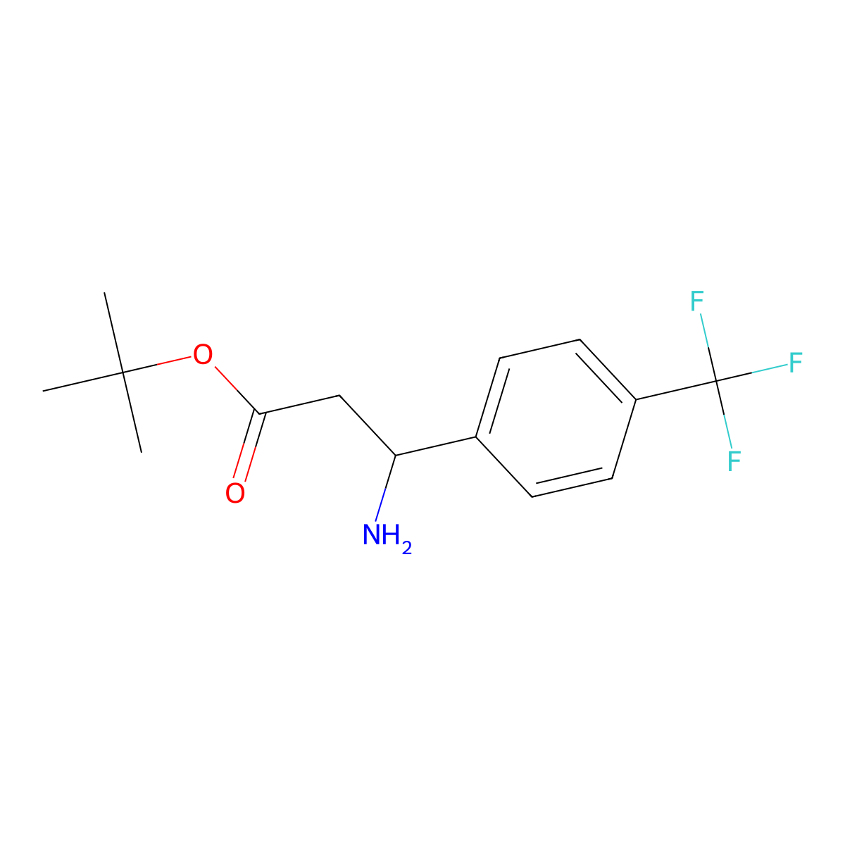 Tert-butyl 3-amino-3-[4-(trifluoromethyl)phenyl]propanoate molecular structure, CAS 2137835-47-1
