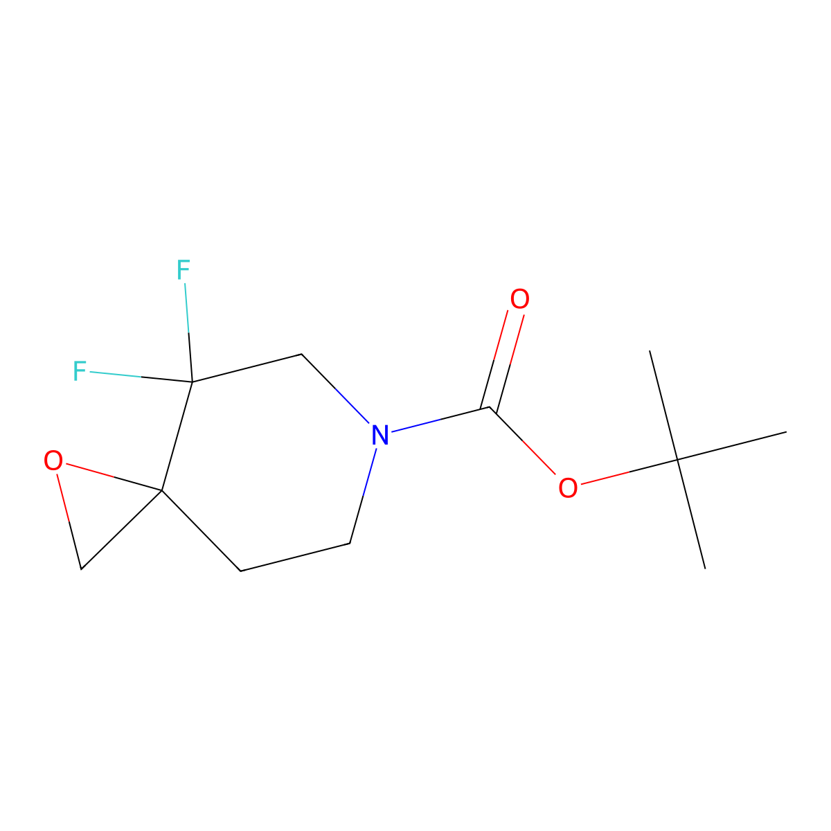 Tert-butyl 4,4-difluoro-1-oxa-6-azaspiro[2.5]octane-6-carboxylate molecular structure, CAS 2137836-39-4