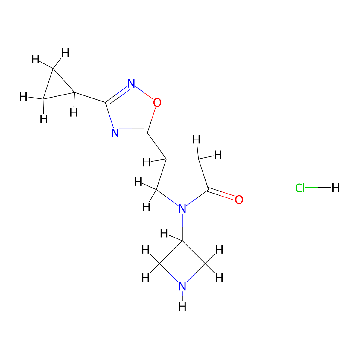 1-(Azetidin-3-yl)-4-(3-cyclopropyl-1,2,4-oxadiazol-5-yl)pyrrolidin-2-one hydrochloride molecular structure, CAS 2137836-71-4