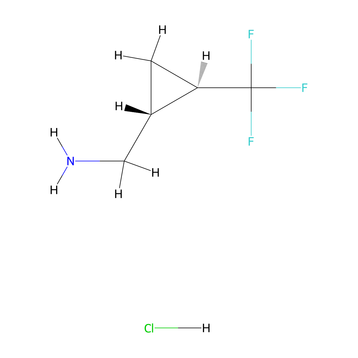 rac-((1R,2R)-2-(trifluoromethyl)cyclopropyl)methanamine hydrochloride molecular structure, CAS 2137837-57-9