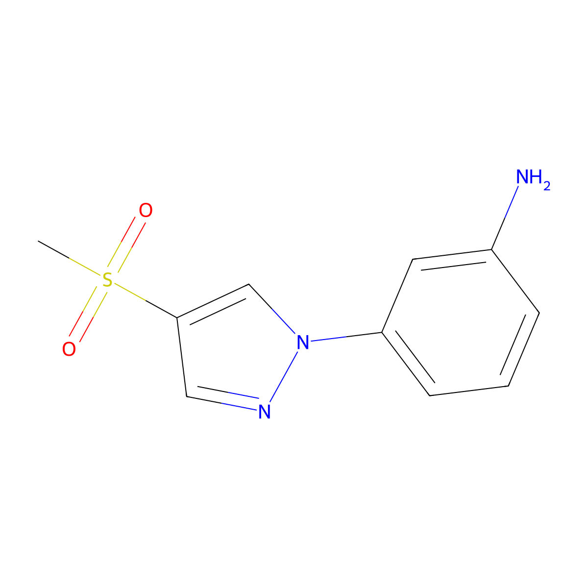 3-(4-methanesulfonyl-1H-pyrazol-1-yl)aniline molecular structure, CAS 2137837-60-4
