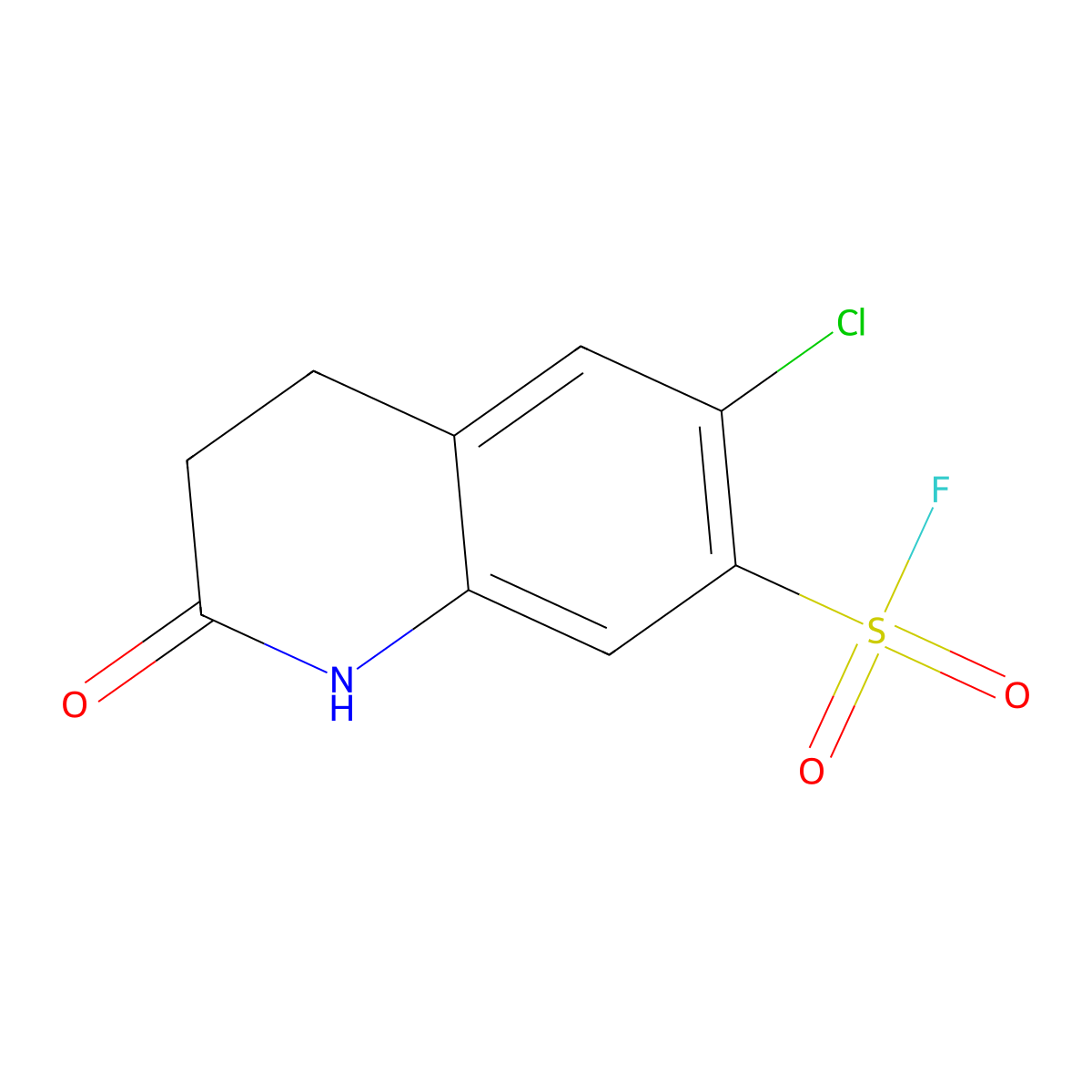 6-Chloro-2-oxo-1,2,3,4-tetrahydroquinoline-7-sulfonyl fluoride molecular structure, CAS 2137837-96-6