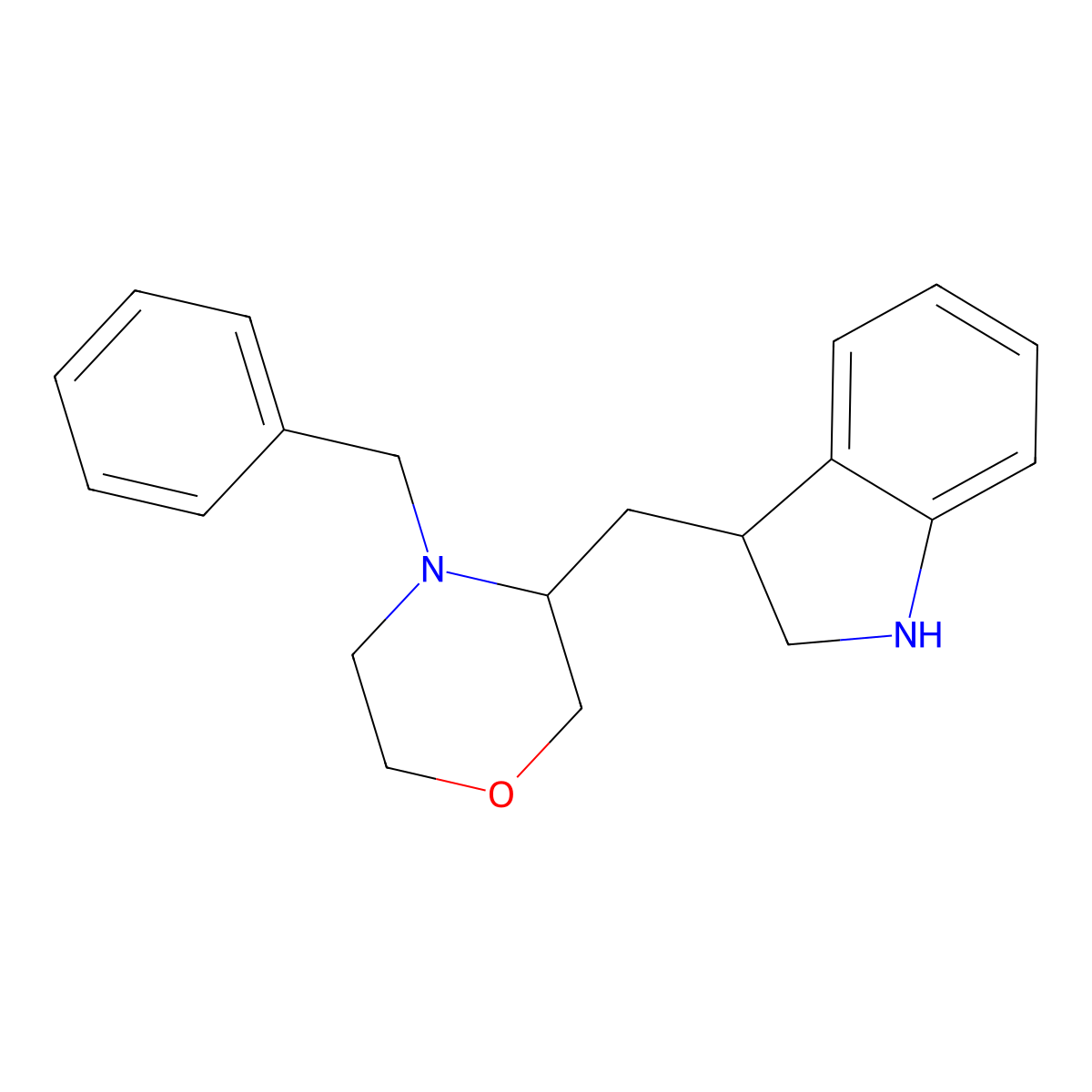 3-[(4-benzylmorpholin-3-yl)methyl]-2,3-dihydro-1H-indole molecular structure, CAS 2137838-28-7