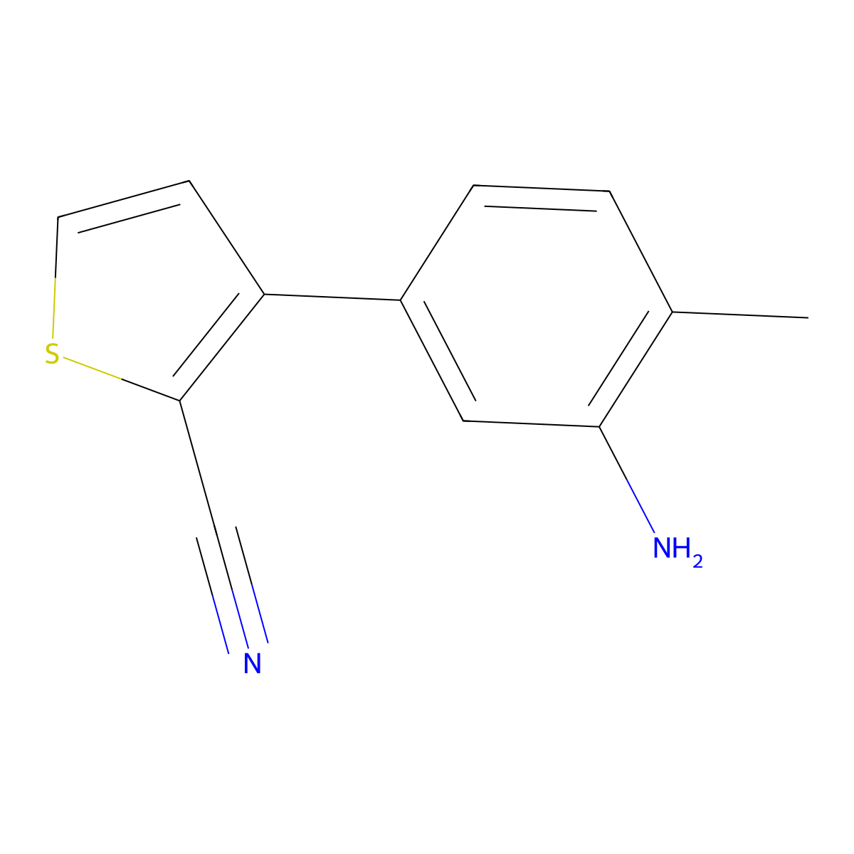 3-(3-Amino-4-methylphenyl)thiophene-2-carbonitrile molecular structure, CAS 2137838-43-6