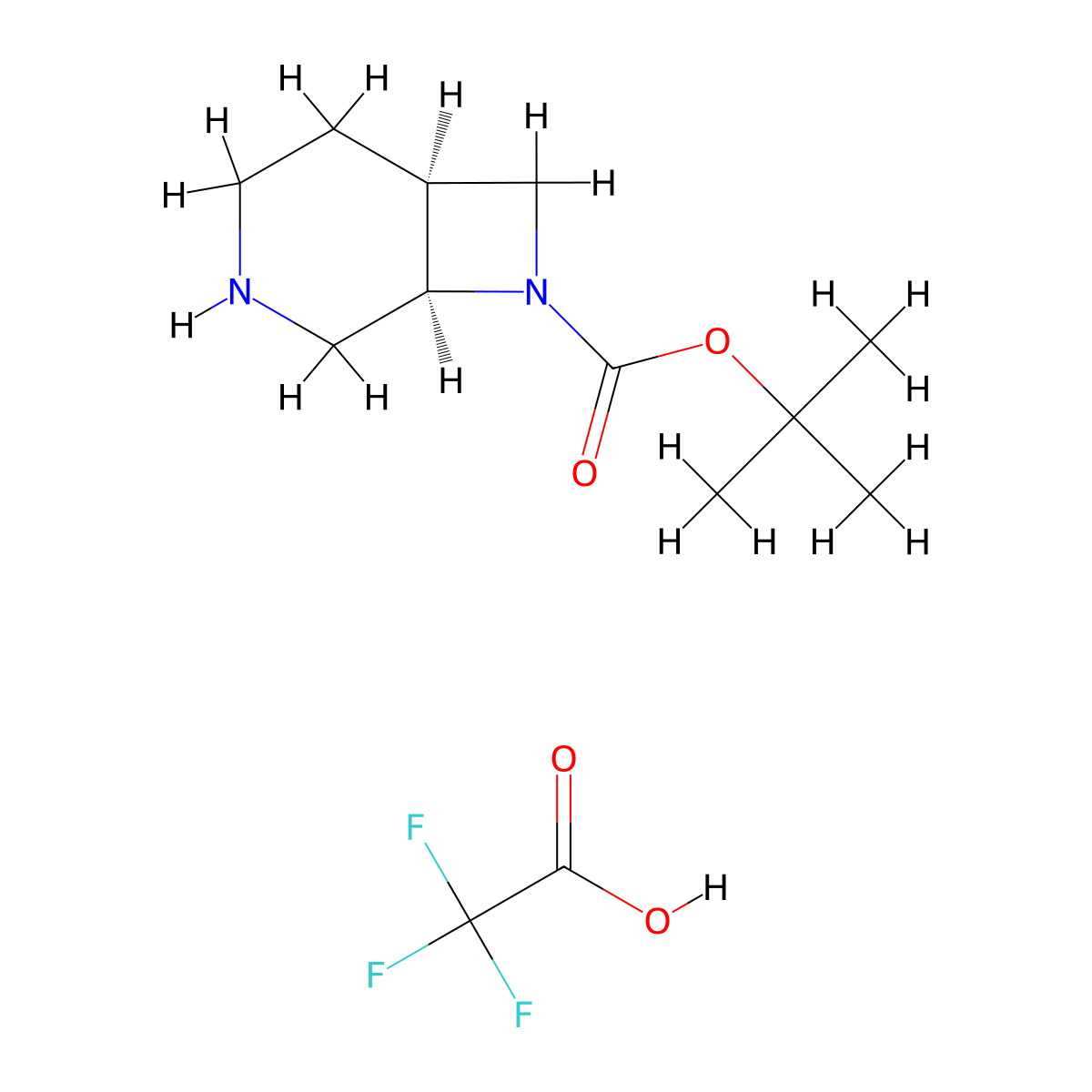 rac-tert-butyl (1R,6S)-3,8-diazabicyclo[4.2.0]octane-8-carboxylate trifluoroacetate molecular structure, CAS 2137838-84-5