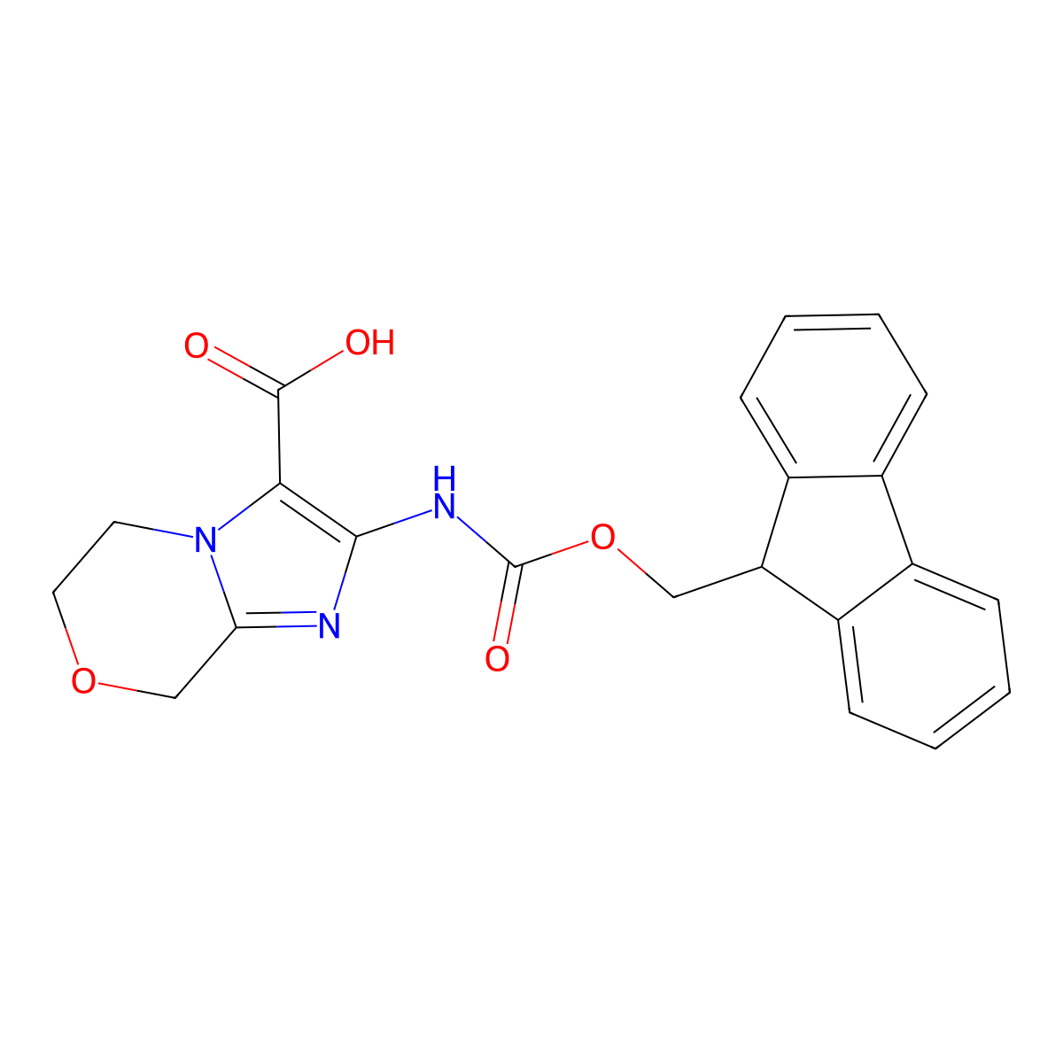 2-({[(9H-fluoren-9-yl)methoxy]carbonyl}amino)-5H,6H,8H-imidazo[2,1-c][1,4]oxazine-3-carboxylic acid molecular structure, CAS 2137839-72-4